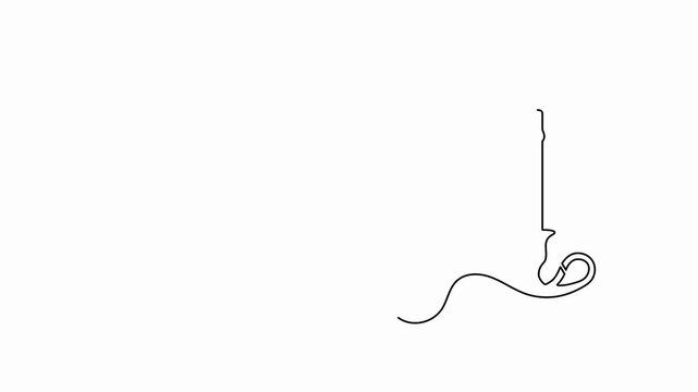 Candle holder with burning wax stick continuous line drawing animation for classic decor