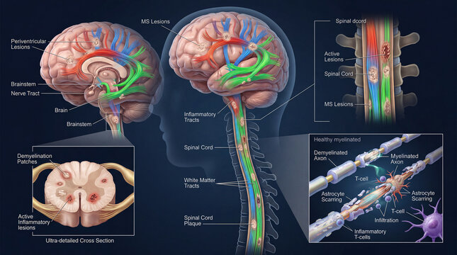 Unraveling multiple sclerosis a comprehensive view of neural pathways and inflammation