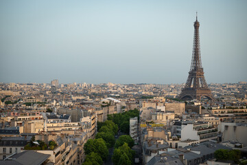 Fototapeta premium Panoramic View of Paris with the Eiffel Tower from Arc de Triomphe - France