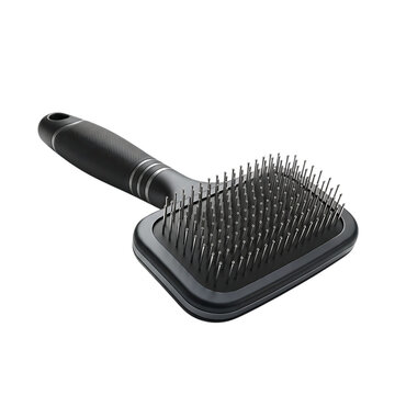 Black pet grooming slicker brush with metal pins for dogs and cats
