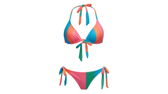 Colorful two piece bikini swimsuit with tie strings for summer vacation Vector