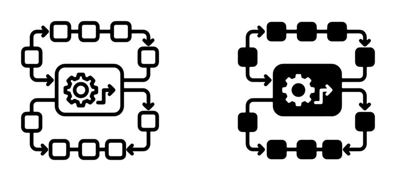 Workflow Process Icons, Business Automation Flowcharts, System Logic Diagrams, Technology Network Schematics, Data Flow Charts