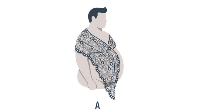 Profile of a plus size man with floral sash element