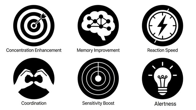 Showcasing focus, memory, reaction speed, and alertness, representing the concepts of cognitive function improvement, mental training, and workplace efficiency enhancement.
