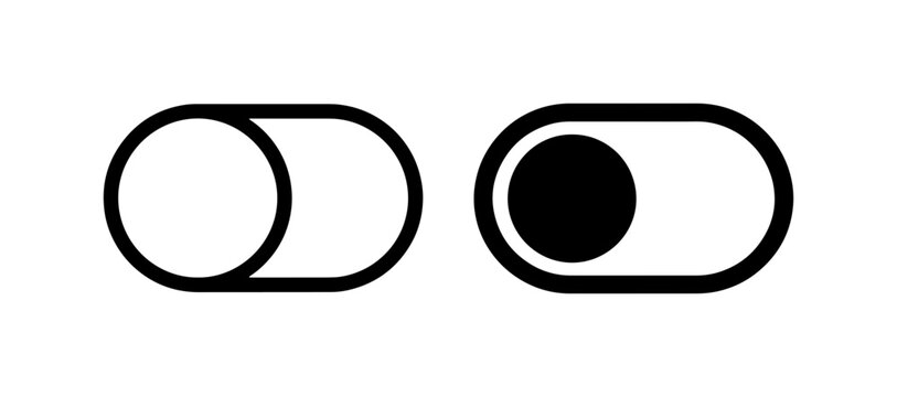Toggle Switch Icons, On Off Control Buttons, Minimalist Vector UI Elements for Digital Interfaces, Settings and Options