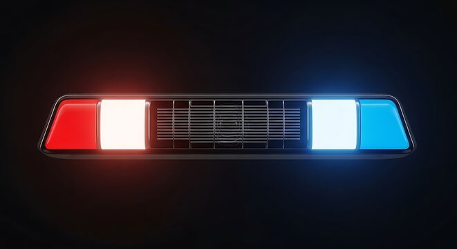 Police light bar with red and blue flashing lights illustration