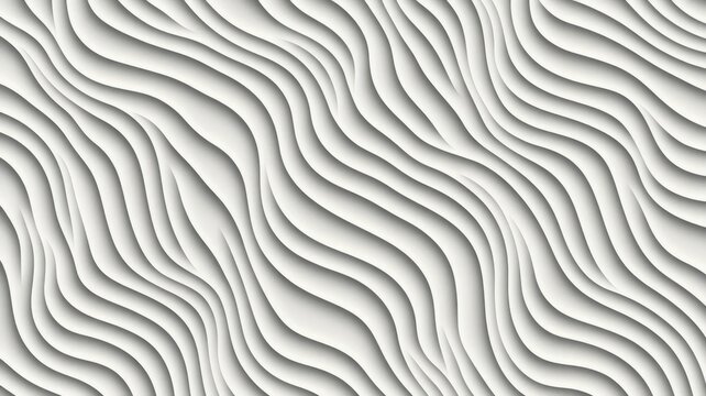 Abstract white background featuring elegant soft flowing wavy lines 3d texture surface wallpaper design pattern.