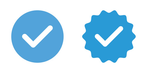 blue checkmark icons flat vector symbols representing verification and approval on white © Ibrahim Creative420