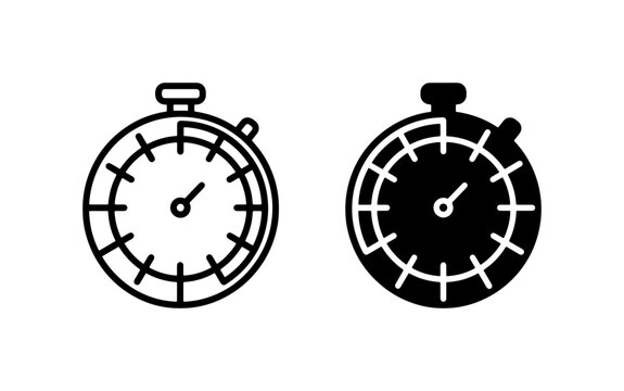Stopwatch Icons, Timer Symbols, Time Measurement Vector Graphics, Chronometer Set for Speed and Performance