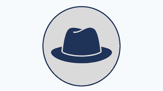 Dark Blue Fedora Hat Icon.