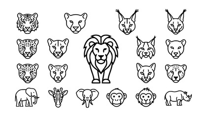 Zoo Animal Icon Collection with Lion Feline and Wildlife Vector Sy © Rashel12