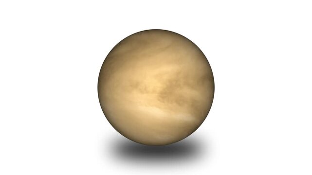 Swirling Yellow and White Cloud- Covered Planet Isolated on White Background space