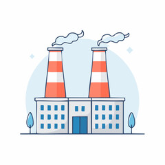 Fototapeta premium Factory with Smokestacks Emitting Smoke