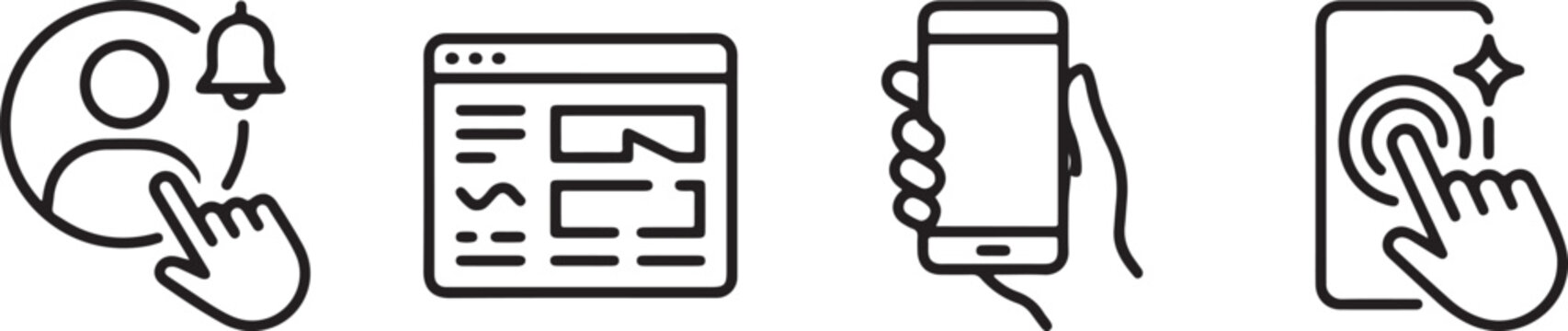 User Interface and Digital Interaction Outline Icon Set