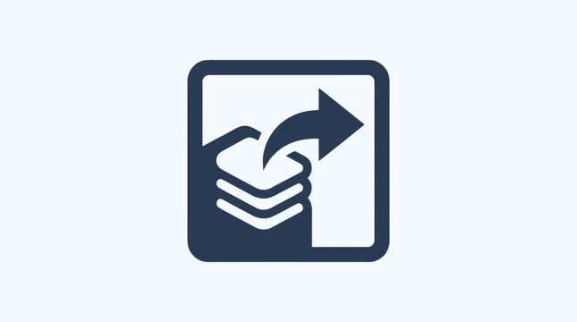Icon of a hand moving papers.