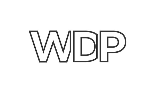 WDP logo design template with strong and modern bold text. Initial based vector logotype featuring simple and minimal typography. Trendy company identity.
