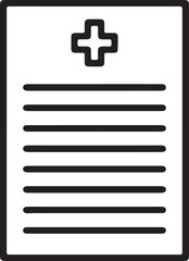 Obraz premium A medical document icon with a white background and black lines