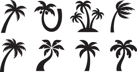 Tropical palm tree icon collection for summer beach themes © MdRana