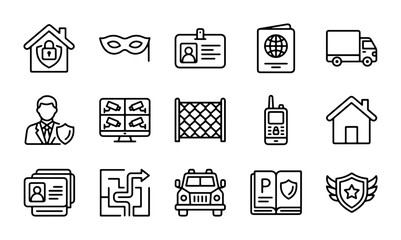 Security Icons Set: Protection, Surveillance, Access Control, and Safety Vector Graphics © Nazmul