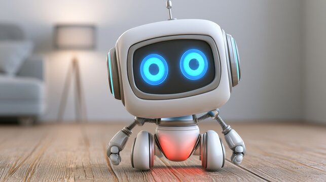 Small home robot assistant in modern room