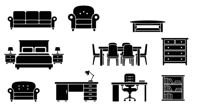furniture icons set