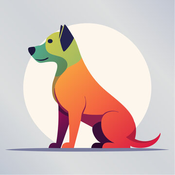 Stylized Dog Illustration with Gradient Colors