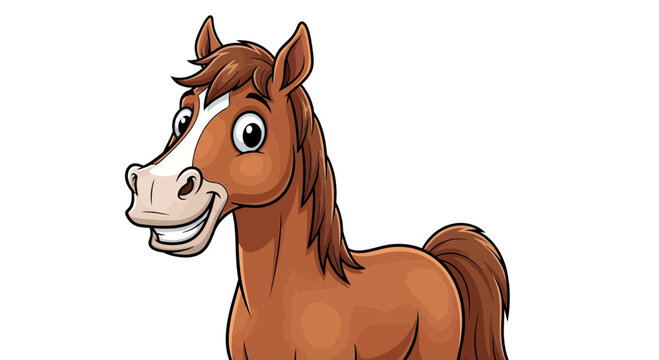 Cartoon horse illustration smiling isolated on a white background design