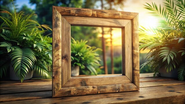 Picture frame made from old scrap wood with clipping path