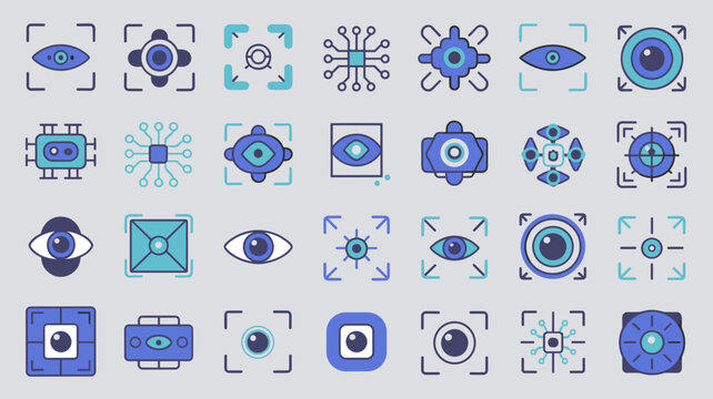 Computer vision and object detection icons &ndash; Perfect for artificial intelligence software, image recognition tutorials, or tech documentation.