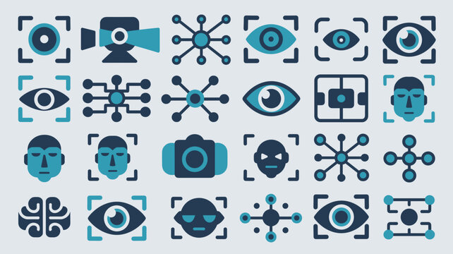Artificial intelligence vector icon sheet &ndash; Ideal for machine learning presentations, robotic vision manuals, or modern tech interfaces.