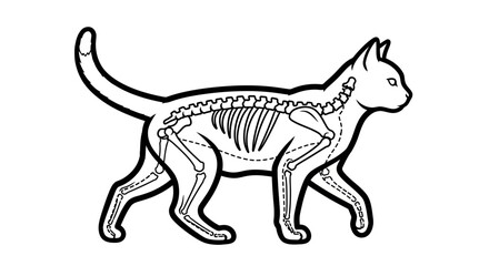Fototapeta premium Cat anatomy diagram vector illustration of feline skeleton on white