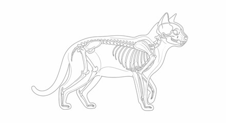 Fototapeta premium Cat skeleton illustration anatomical diagram for educational and medical use