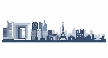 Obraz premium Iconic Parisian landmarks and modern architecture create a striking urban skyline silhouette