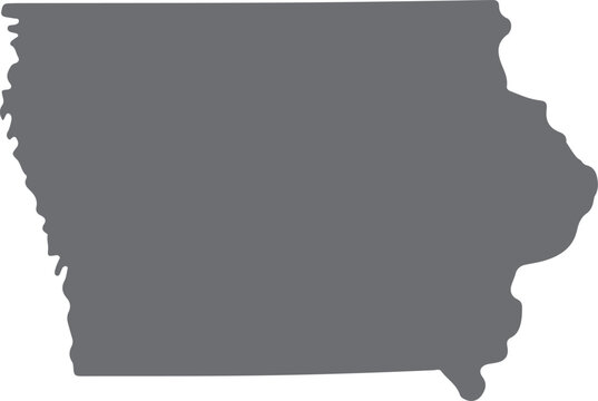 Iowa state map outline in gray color