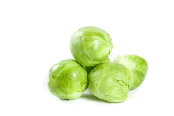 Fototapeta premium Fresh Brussels Sprouts from Holland - Studio Food Photography of Delicious Green Vegetables