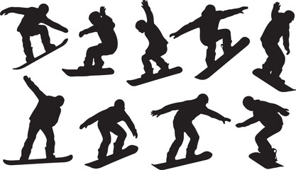 Silhouettes of skateboarder performing tricks © Masud