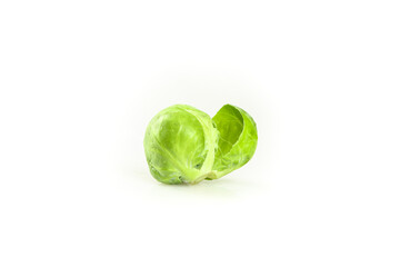 Fototapeta premium Fresh Brussels Sprout Isolated on White Background - Healthy Green Vegetable Studio Shot