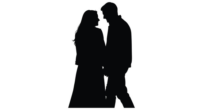Couple embracing tenderly black silhouette high quality professional