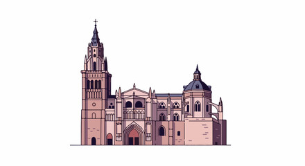 Fototapeta premium An artistic pixelated depiction of a grand cathedral with tall spires and a dome