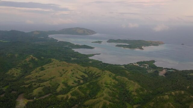 Tropical Islands with mountain valley and rainforest. Santa Fe, Tablas, Romblon. Philippines.