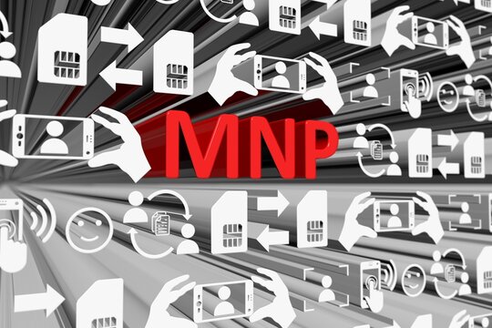 MNP concept blurred background 3d render illustration