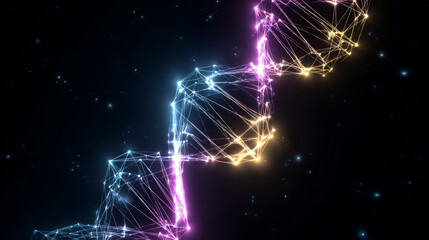 Obraz premium Gene Therapy for Cancer Treatment Concept Cancer therapy with T cells and DNA. Abstract image of human genetics, where glowing DNA mutation threads merge with digital elements