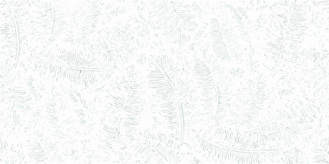Fototapeta premium seamless repeating pattern of sketched tropical leaves in soft mint green