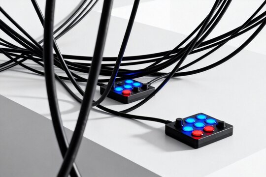 Electronic devices with cables and buttons