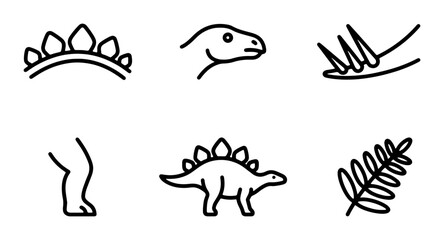 Dinosaur Icons Set, Prehistoric Animal Vector Graphics, Paleontology Illustration Elements © Abbas