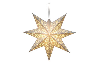 Obraz premium Glowing decorative star lantern with intricate cutouts isolated on transparent background