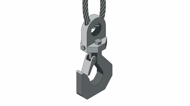 3D Isometric Crane Hook and Cable, Industrial Lifting Equipment