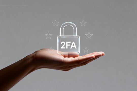 Hand holding digital security icon