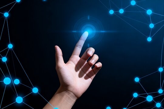 Hand touching digital network interface