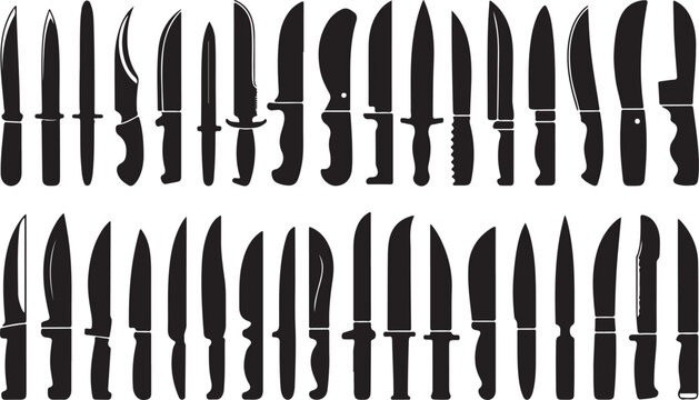 Black knives set with different blade styles